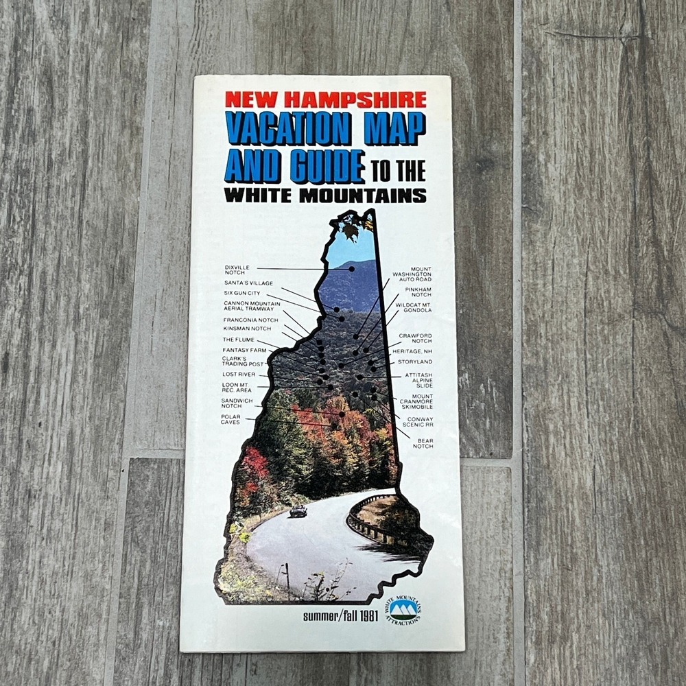 Vintage New Hampshire Vacation Map Guide to the White Mountains 1981 Brochure